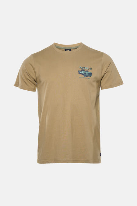 Groen T-shirt met korte mouwen van Petrol Industries, met een grafische print op de borst.