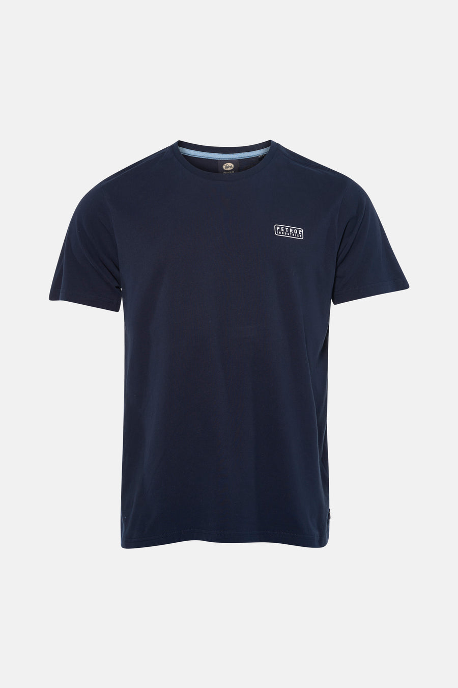 Blauw T-shirt met korte mouwen van Petrol Industries, met een klein logo op de borst.