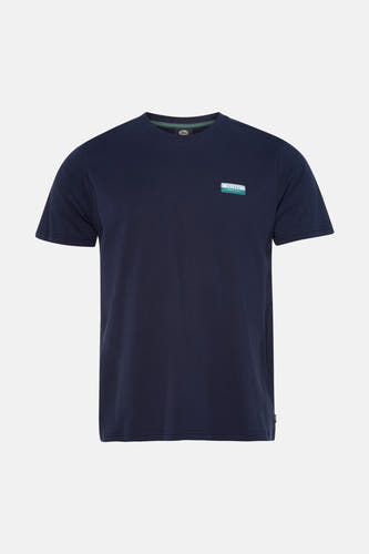 T-shirt bleu à manches courtes de Petrol Industries, avec un petit logo sur la poitrine.