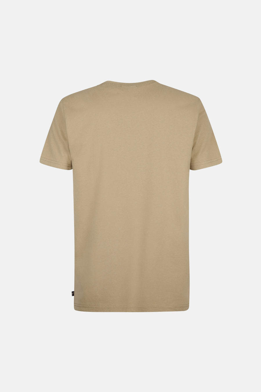 Beige T-shirt met korte mouwen van Petrol Industries, rugaanzicht met klein merklabel onderaan.