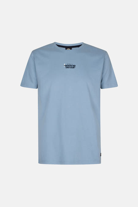 T-shirt bleu à manches courtes de Petrol Industries®, avec une petite impression sur la poitrine.