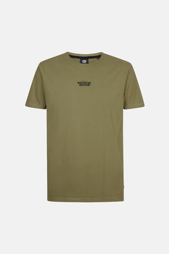 Groen T-shirt met korte mouwen van Petrol Industries, met een kleine zwarte print op de borst.