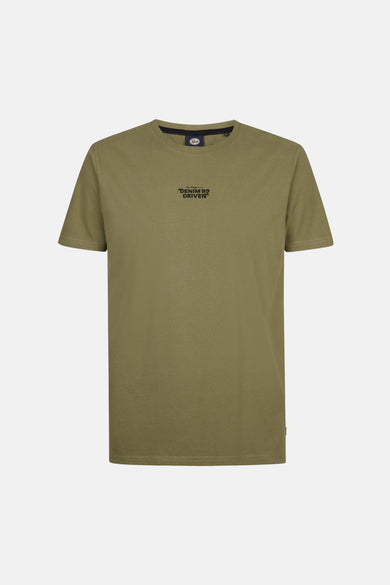 Groen T-shirt met korte mouwen van Petrol Industries, met een kleine zwarte print op de borst.