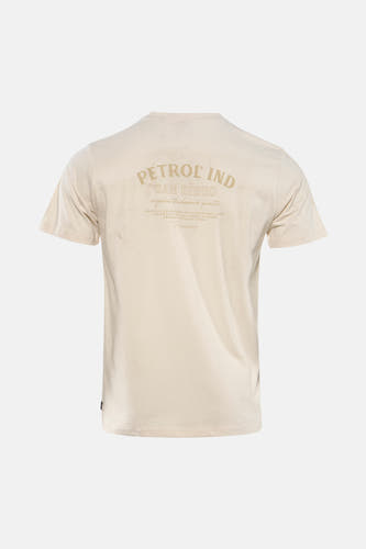 Ecru T-shirt met korte mouwen van Petrol Industries, met tekstprint op de rug.