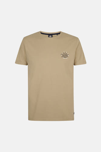Kaki T-shirt met korte mouwen van Petrol Industries, met een kleine grafische print op de borst.