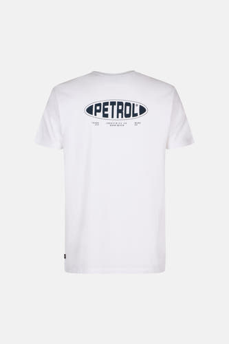 Wit T-shirt met korte mouwen van Petrol Industries, met blauw logo op de rug.