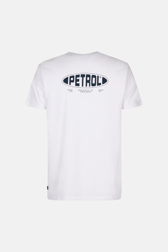 Wit T-shirt met korte mouwen van Petrol Industries, met blauw logo op de rug.