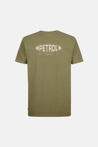 Groen T-shirt met korte mouwen van Petrol Industries, met een grafische print op de rug.