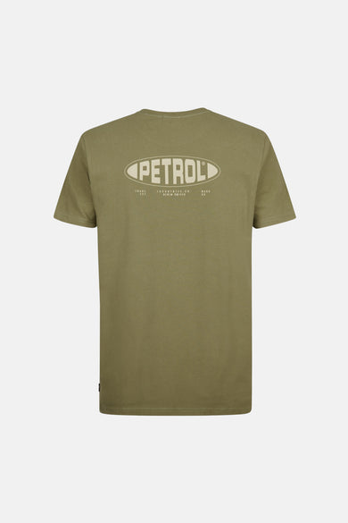 Groen T-shirt met korte mouwen van Petrol Industries, met een grafische print op de rug.