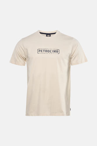 Ecru T-shirt met korte mouwen van Petrol Industries, met een opdruk op de voorkant.