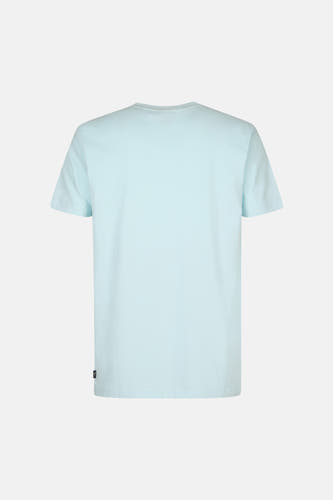 Lichtblauw T-shirt van Petrol Industries met korte mouwen, in een effen kleur en achterkant.
