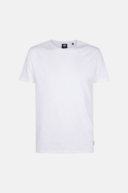 Wit T-shirt met korte mouwen van Petrol Industries, effen kleur en een subtiel labeldetail.