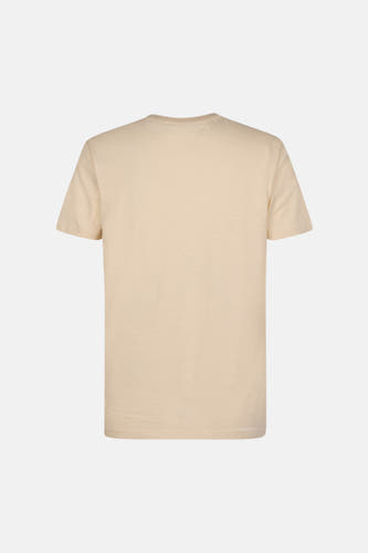 Ecru T-shirt met korte mouwen van Petrol Industries, achteraanzicht, effen kleur.
