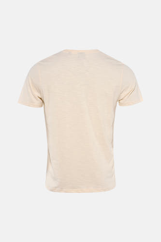 Ecru T-shirt met korte mouwen van Petrol Industries®, effen stof en korte mouwen.