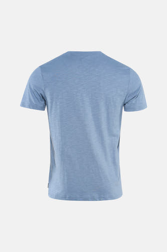 Blauw T-shirt met korte mouwen van Petrol Industries, met een subtiele textuur en een effen achterkant.
