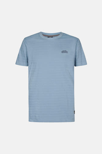 Blauw T-shirt met korte mouwen van Petrol Industries, met fijne horizontale strepen.