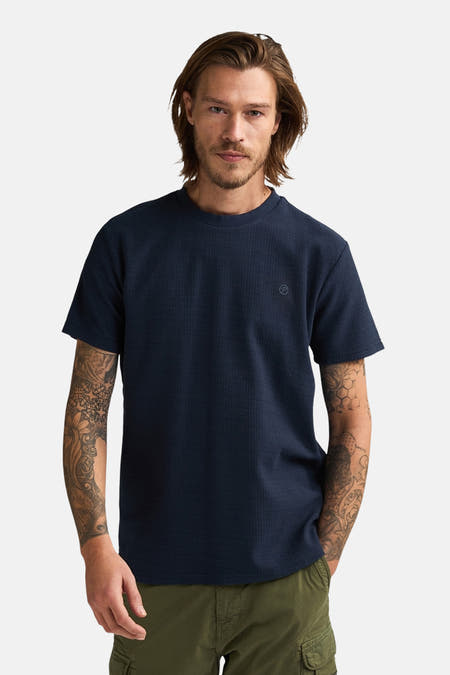Blauw T-shirt met korte mouwen van Petrol Industries®, met een fijn wafelpatroon.