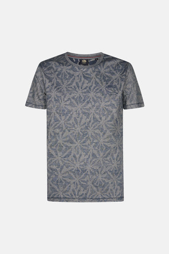 Blauw T-shirt met korte mouwen van Petrol Industries®, met bladerdessin en korte mouwen.