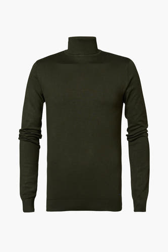 Groene coltrui van Petrol Industries, effen design met lange mouwen.
