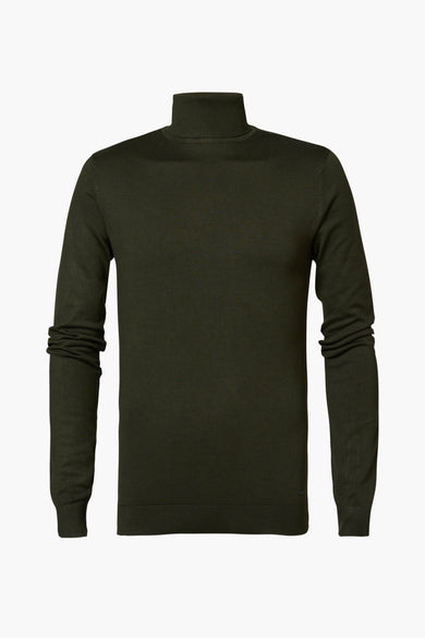 Groene coltrui van Petrol Industries, effen design met lange mouwen.
