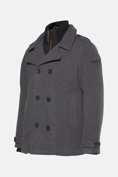 Veste grise de Petrol Industries® avec une fermeture à double bouton et un col montant.