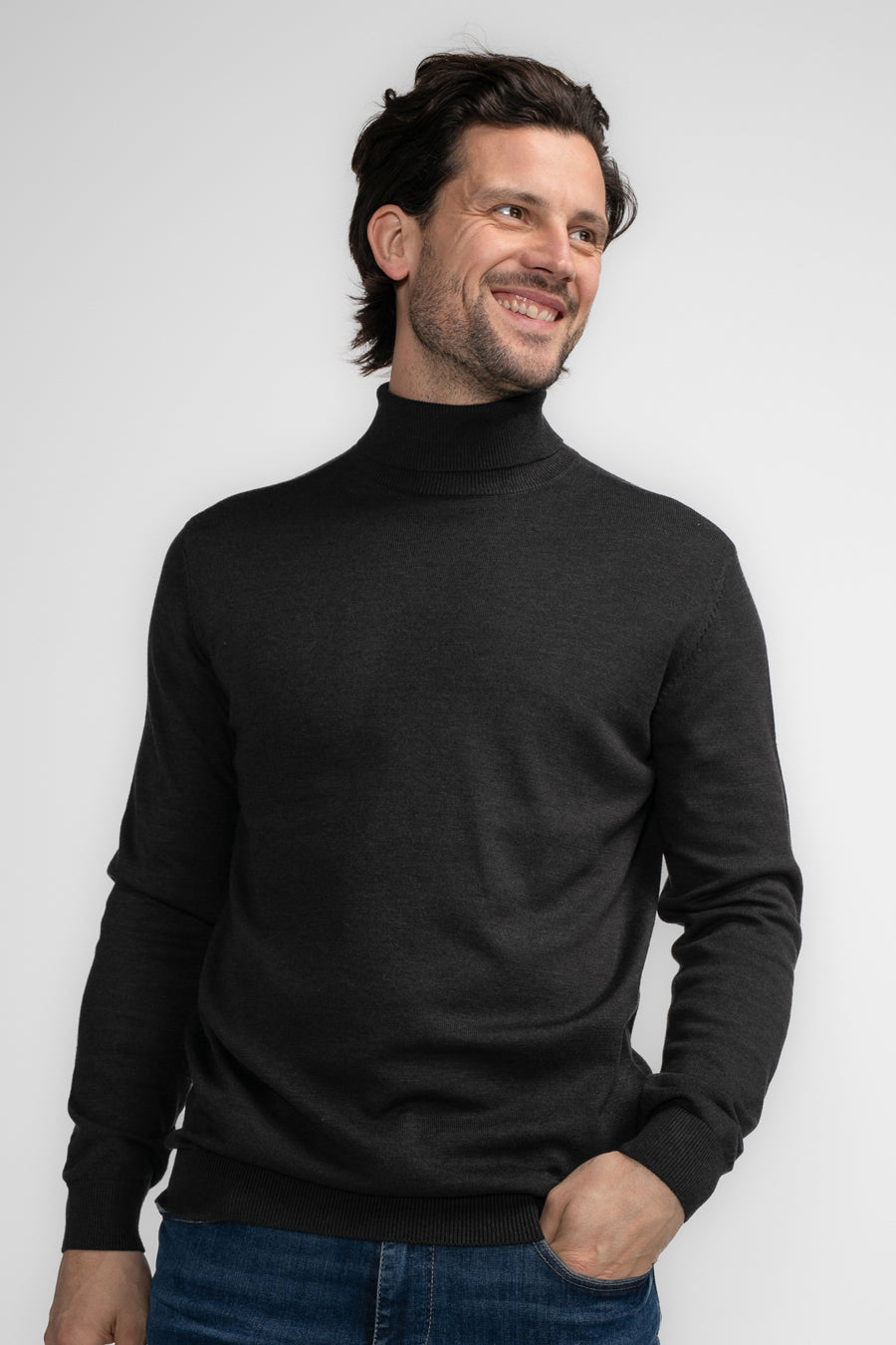 Pull met rolkraag - Dark Black