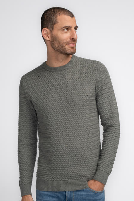 Groene ronde hals trui van Petrol Industries®, met een gedetailleerde textuur.