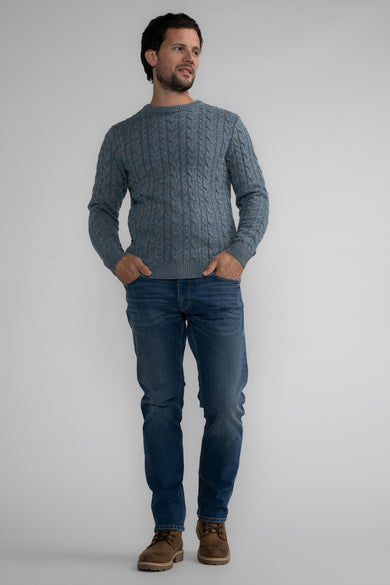 Pull met ronde hals - blauw