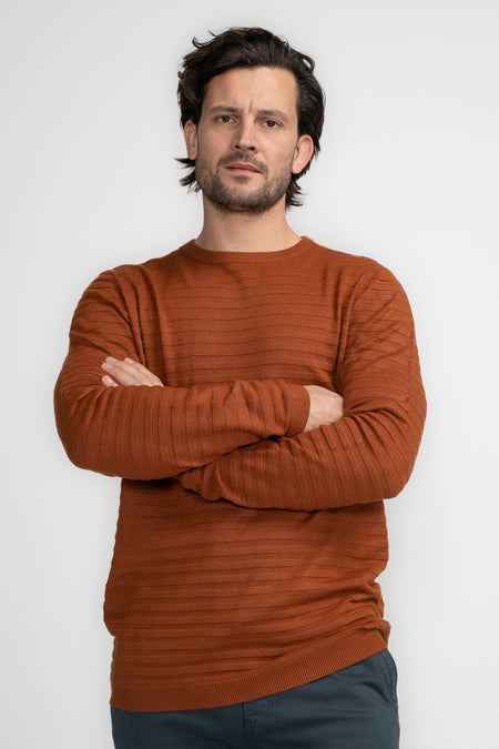 Pull met ronde hals - cognac