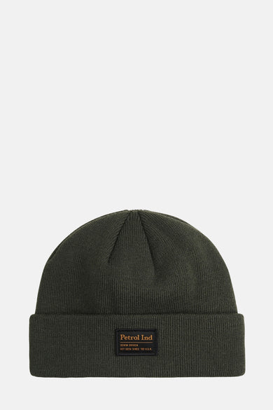 Casque gris de Petrol Industries avec texture tricotée et patch logo sur à l'avant.