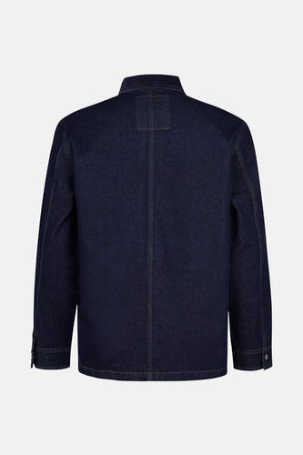 Blauwe jeansjas van Petrol Industries, met lange mouwen en een klassieke kraag, gezien vanaf de achterkant.
