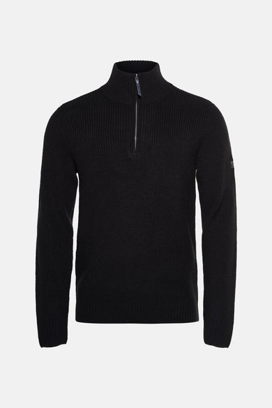 Gilet noir avec col rond de Petrol Industries®, à fermeture éclair et en tissu côtelé.