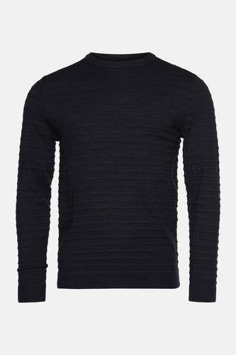 Gilet noir avec col rond de Petrol Industries, au motif texturé rayé horizontal.