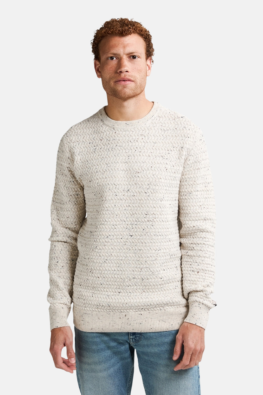 Pull met ronde hals - ecru