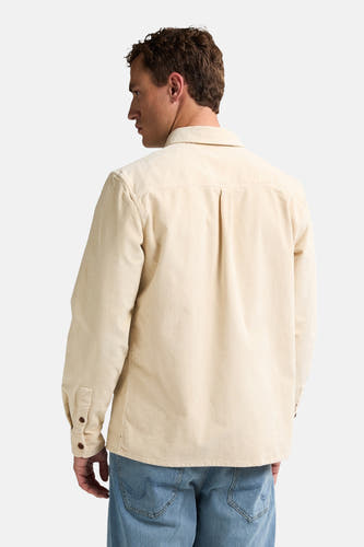 Beige overhemd met lange mouwen van Petrol Industries, gezien van achteren, met corduroy textuur.