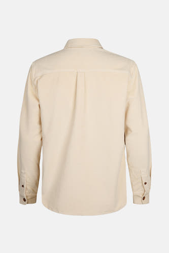 Beige overhemd met lange mouwen van Petrol Industries, corduroy textuur, rugaanzicht.

