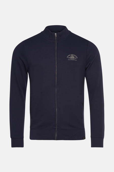 Gilet bleu de Petrol Industries®, côté dos visible, avec un col haut.