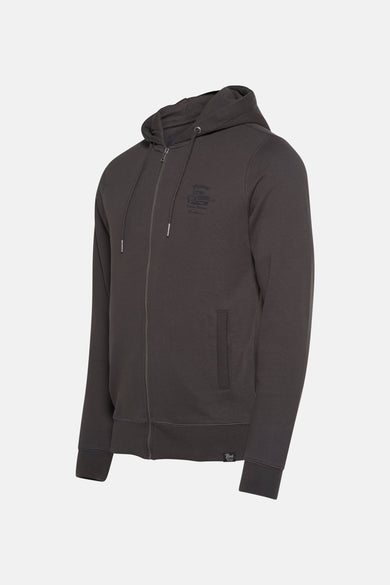 Grijs vest van Petrol Industries met ritssluiting en capuchon, met subtiele logo details.