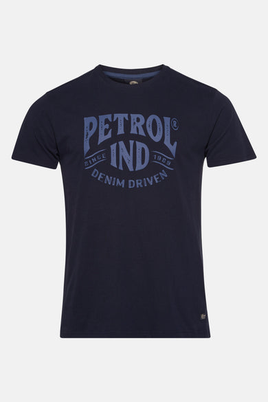 T-shirt bleu à manches courtes de Petrol Industries, couleur unie et coupe régulière.