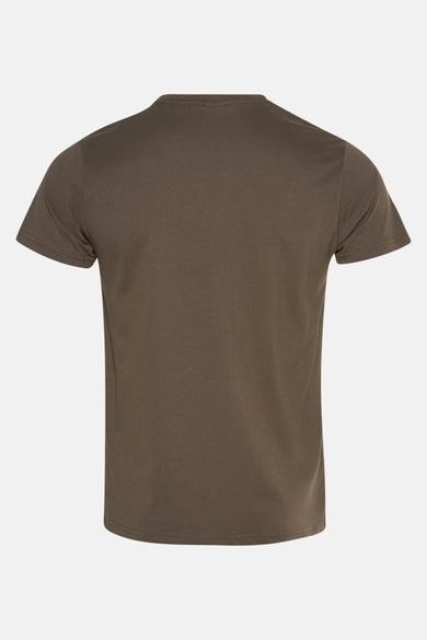 Kaki T-shirt met korte mouwen van Petrol Industries®, achterkant zichtbaar, effen.
