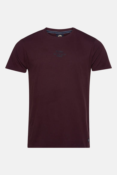 Bordeauxrood T-shirt met korte mouwen van Petrol Industries, met print op de borst.