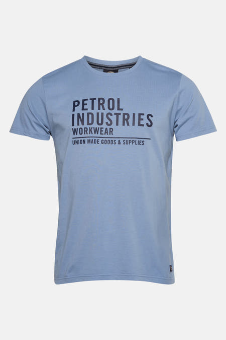 Blauw T-shirt met korte mouwen van Petrol Industries, met tekstprint op de borst.