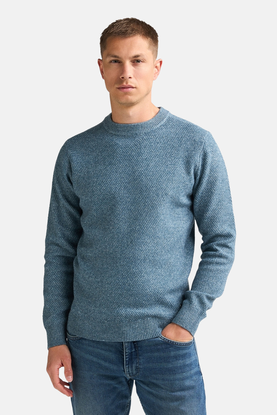 Pull col O - bleu