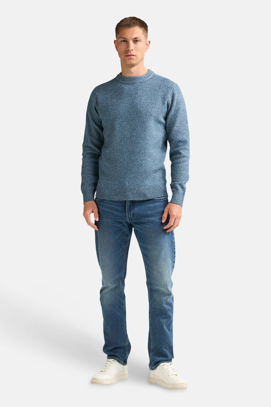 Pull col O - bleu