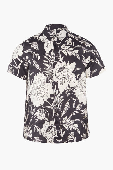 Chemise noire à manches courtes de Guess® avec un imprimé floral distinctif.