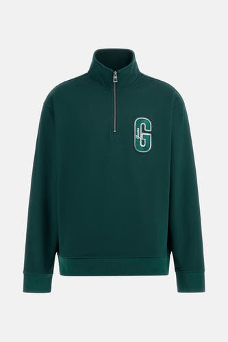 Sweater vert de Guess, avec des manches longues et un col haut.