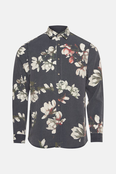 Chemise gris homme à longues manches de Guess® avec un motif floral.