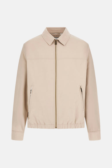 Beige korte jas van Guess, met ritssluiting en zakken.