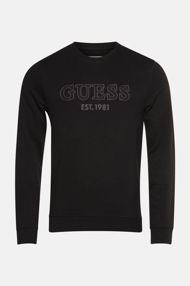 Gilet noir de Guess avec une impression de logo audacieuse sur la partie avant.