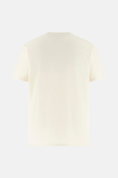 Ecru T-shirt met korte mouwen van Guess®, effen kleur, klassieke pasvorm.